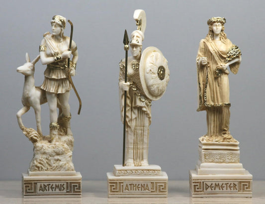 Set 3 Greek Roman Goddess ΑΤΗΕΝΑ Artemis Demeter Statue Sculpture