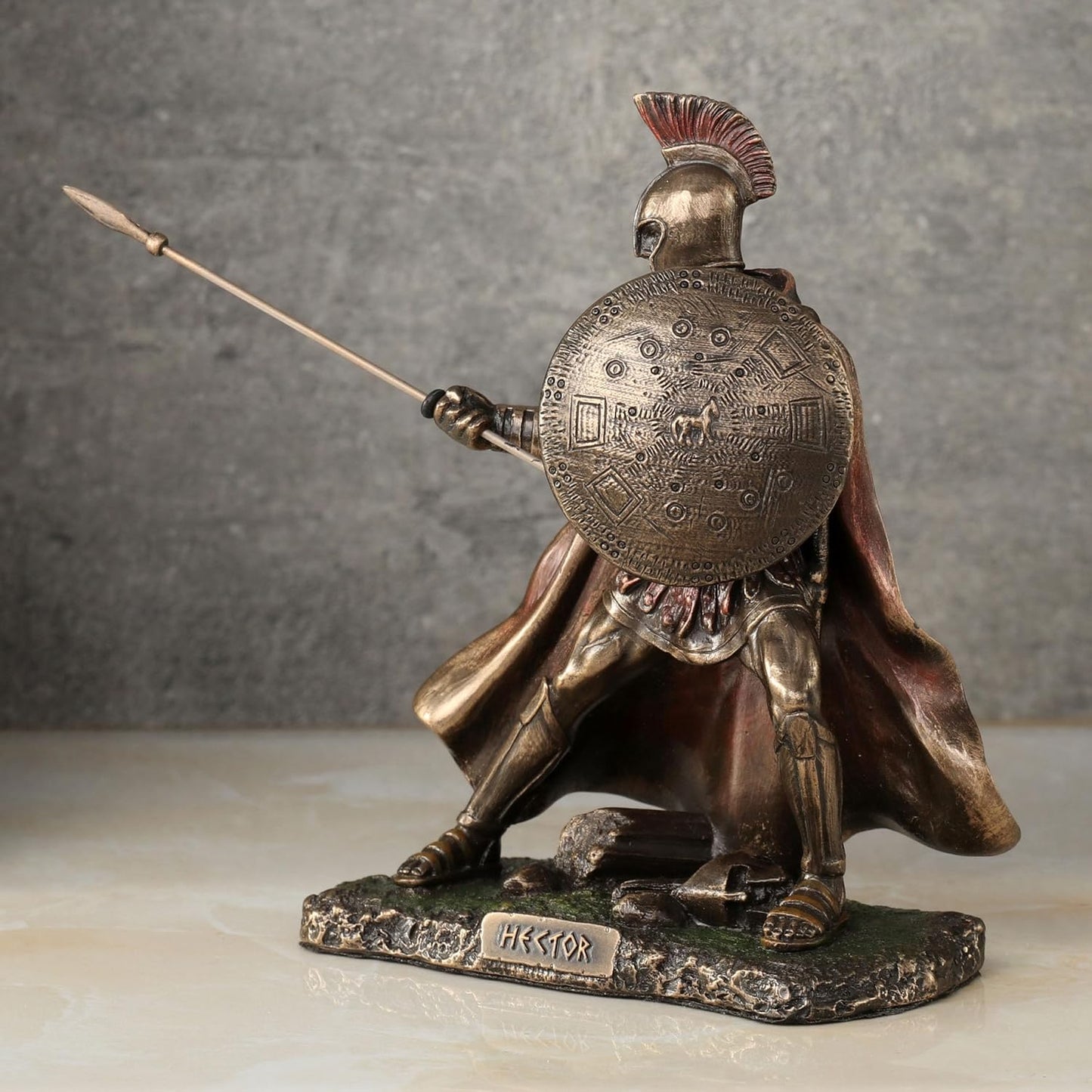Veronese Design Hector Trojan Prince Warrior of Troy Holding Spear and Shield Statue