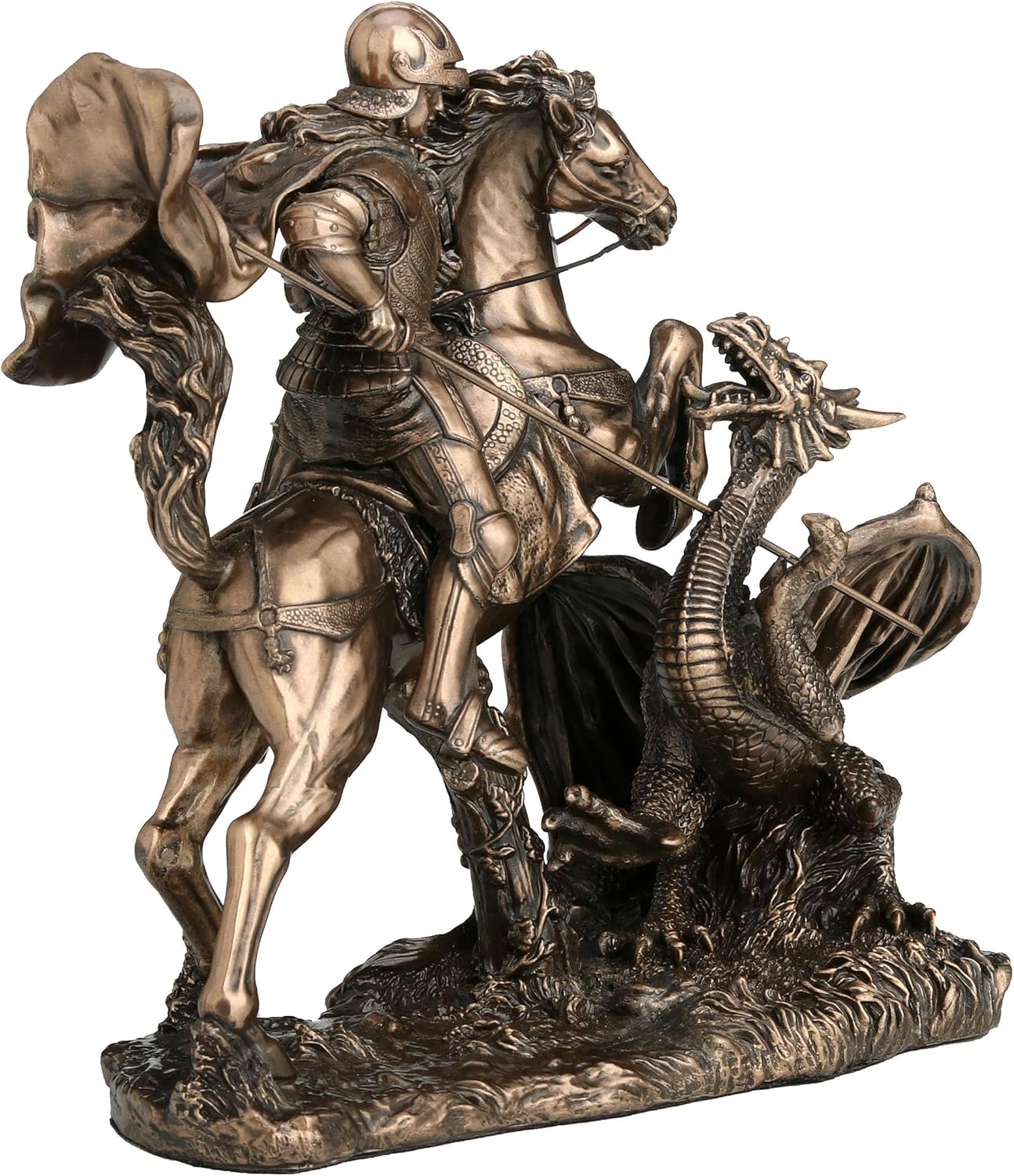 Veronese Design 6 1/4 Inch Saint George The Dragon Slayer Cold Cast Resin Bronze Finish Sculpture