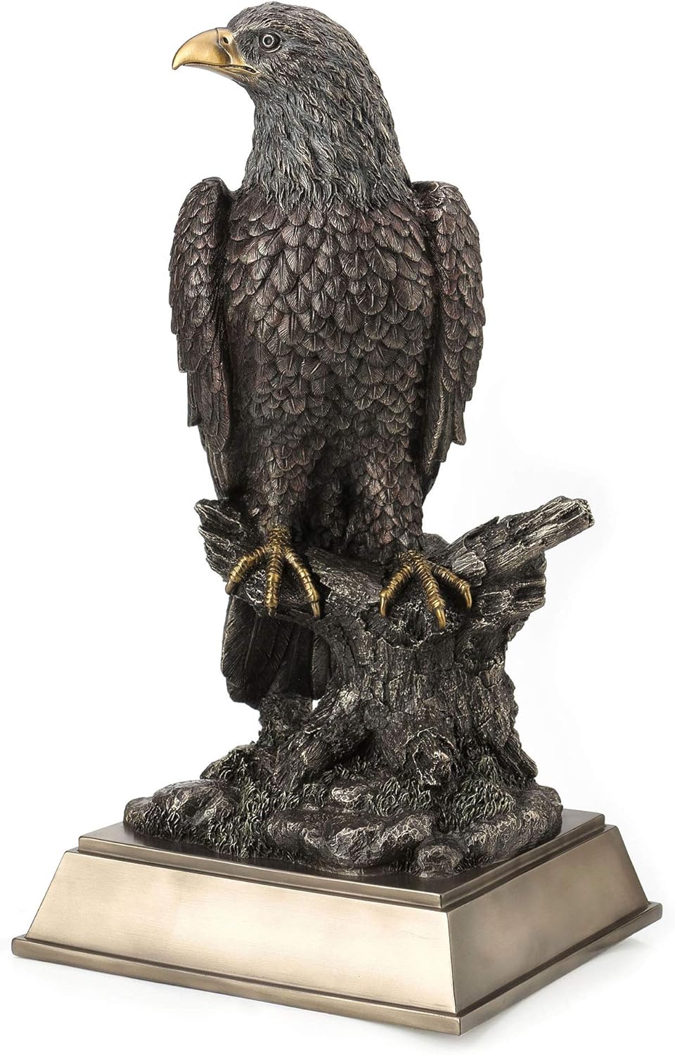 Veronese Design 17 Inch Bald Eagle Perching On Tree Branch Antique Bronze Finish Platformed Large Animal Statue