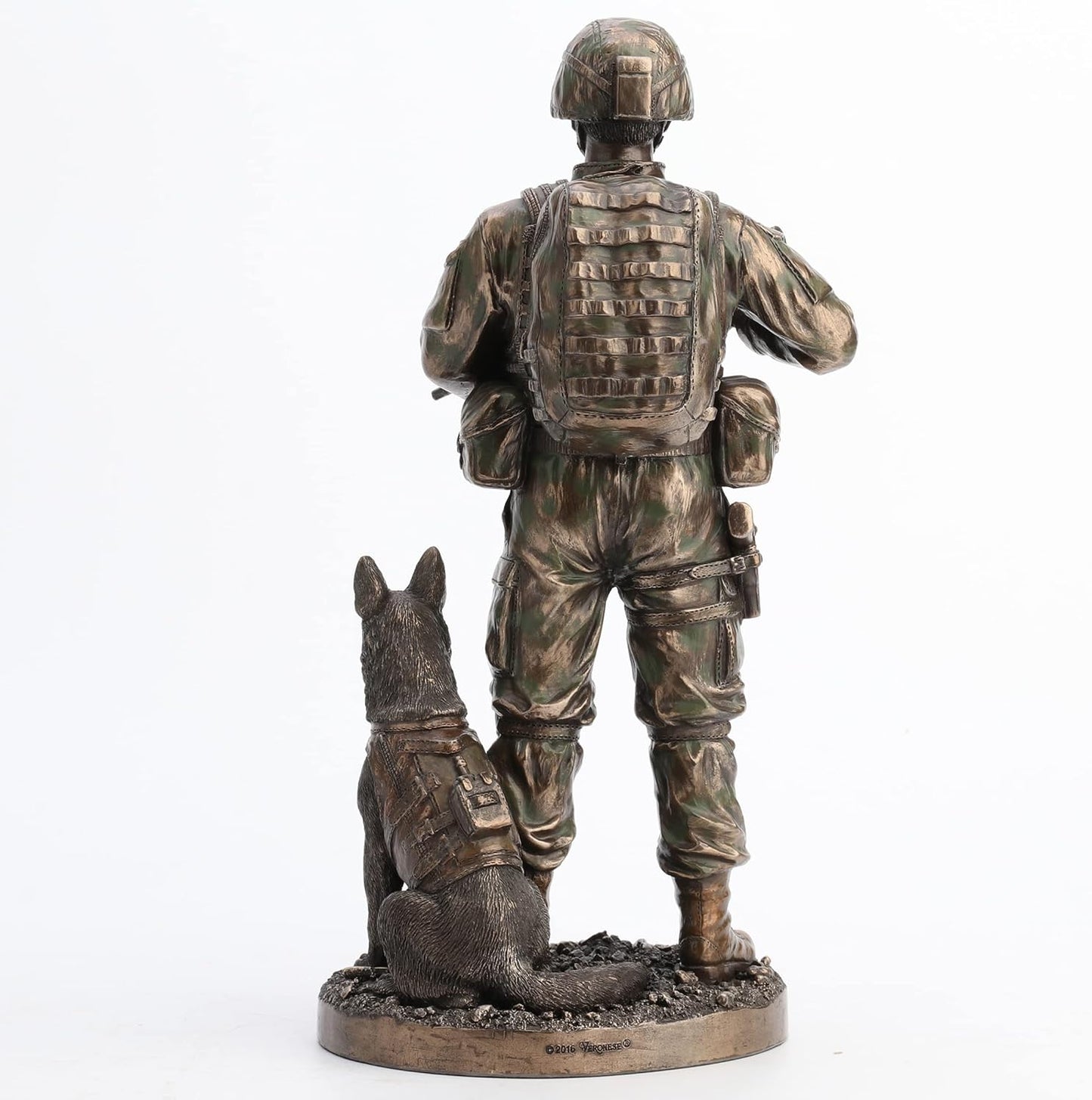VERONESE Us Army Soldier And Dog Statue Honor, Courage, Commitment Figurine