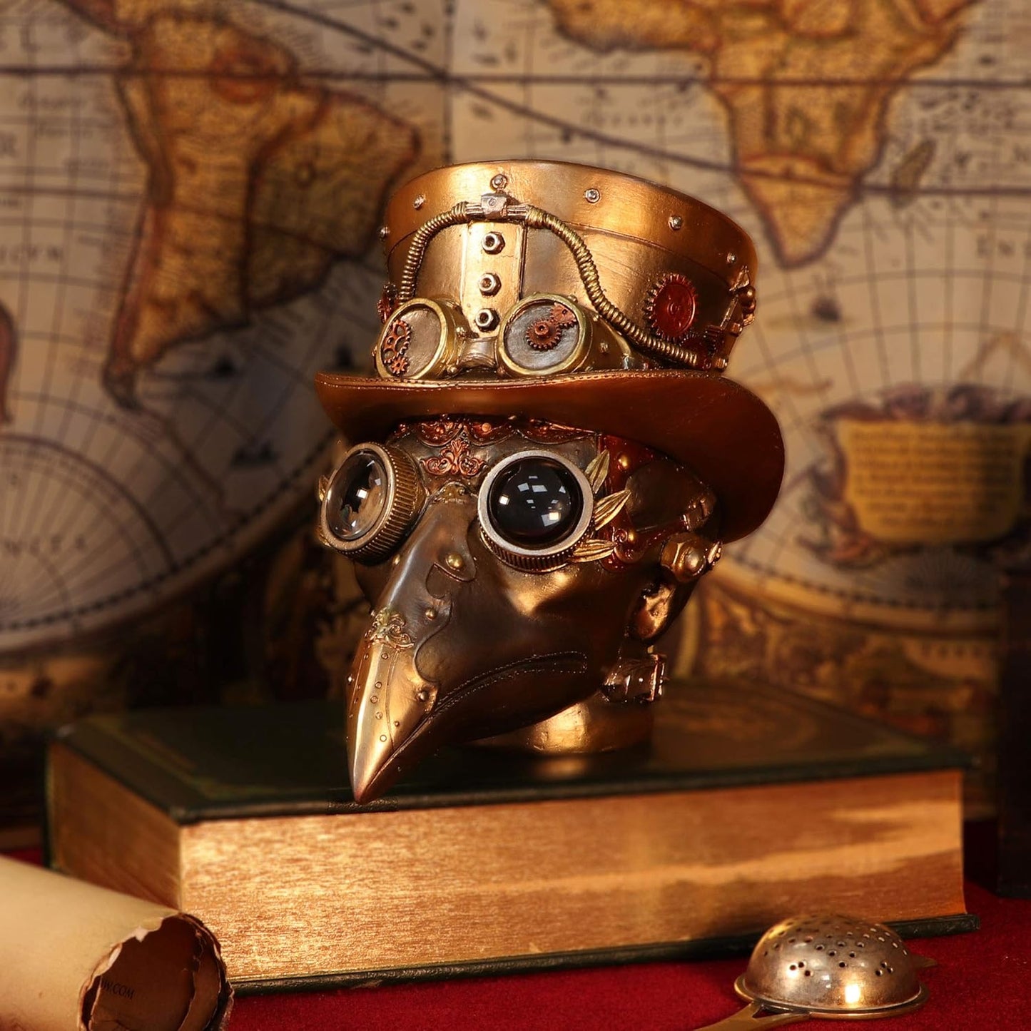 Nemesis Now Steampunk Beaky Automaton Apothecary Plague Doctor Bust Figurine, Bronze