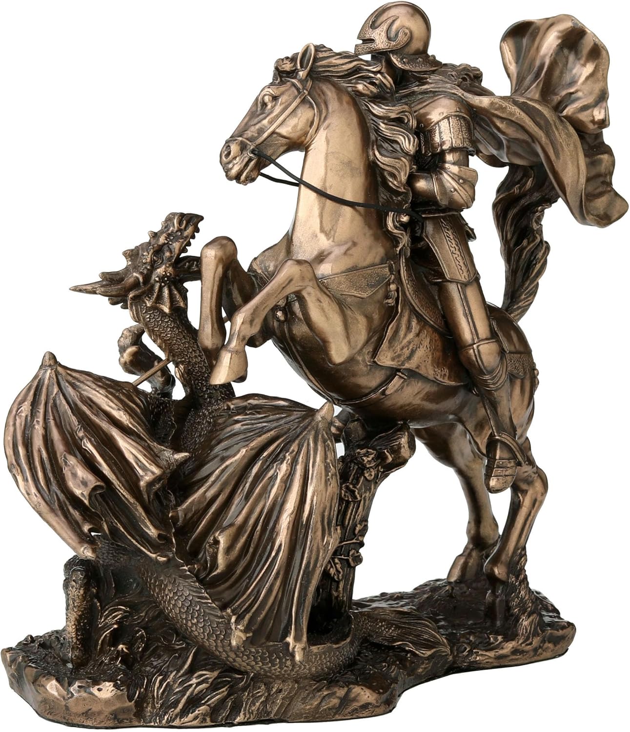 Veronese Design 6 1/4 Inch Saint George The Dragon Slayer Cold Cast Resin Bronze Finish Sculpture