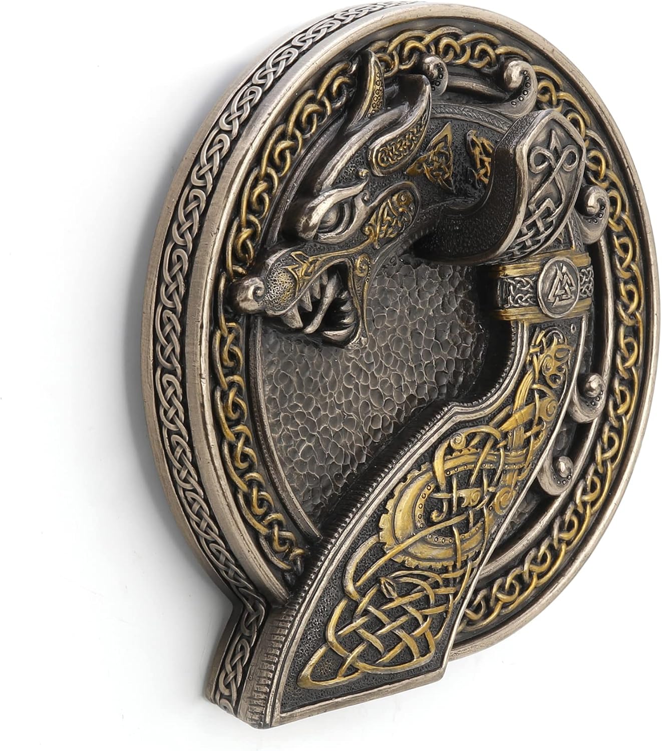 Veronese Design Sigur Slaying Fafnir Viking Horn & Dragon Wall Mount Cold Cast Resin Sculpture