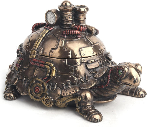 Veronese Design Amazingly Detailed Steampunk Tortoise Trinket Box