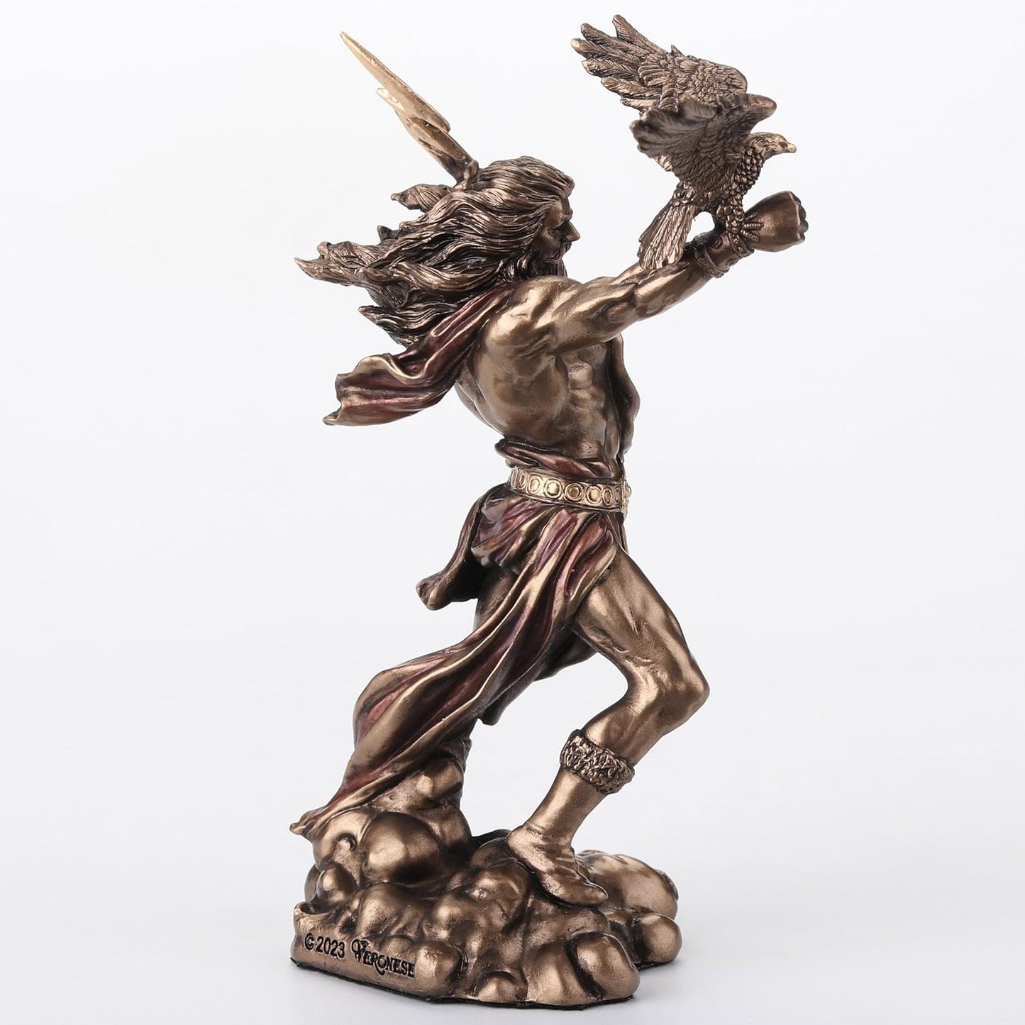 Veronese Design 4 3/8 Zeus Hand Painted Resin Sculpture Greek God of Heaven Holding Thunderbolt