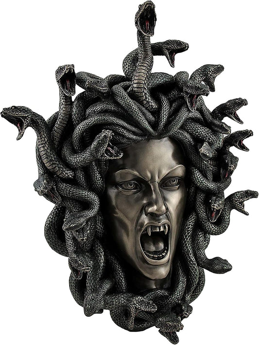 VERONESE Head of Medusa the Greek Gorgon Serpent Bronze Finish Statue