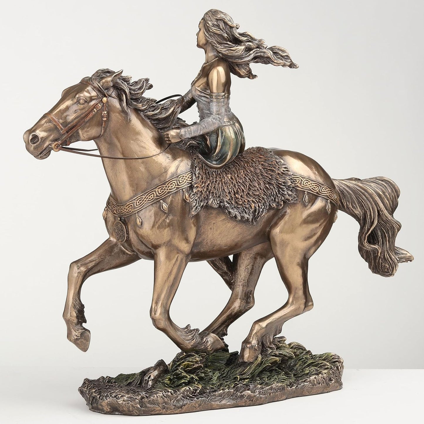 Veronese Design 9 1/4 Inch Rhiannon Epona Celtic Goddess on Horse Cold Cast Resin Bronze Finish Statue