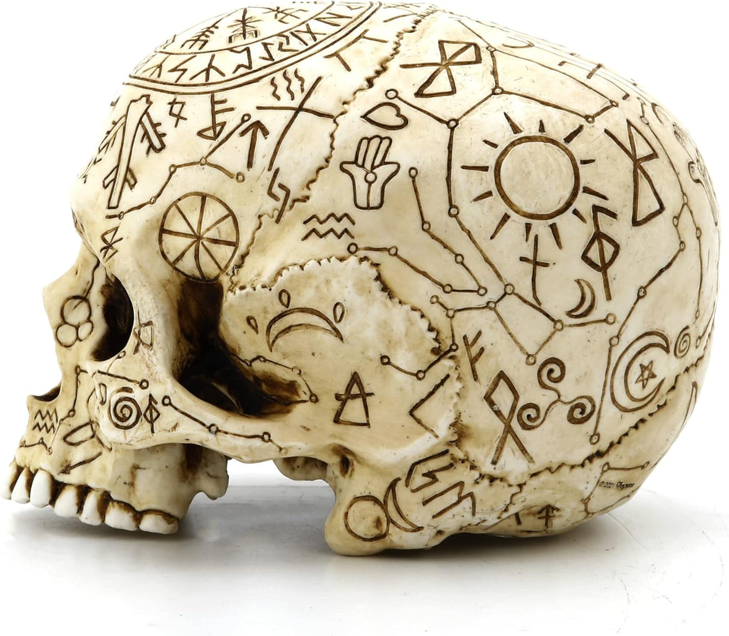 Veronese Design 5 1/4" Mystic Sigils Ritual Skull Resin Sculpture Hand Painted Realistic Finish