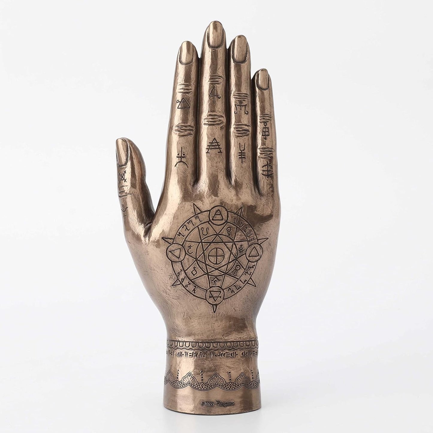 Veronese Design 9 1/2 Inch Mystic Hamsa Hand of Fatima Ritual Protection Charm Resin Sculpture Bronze Finish