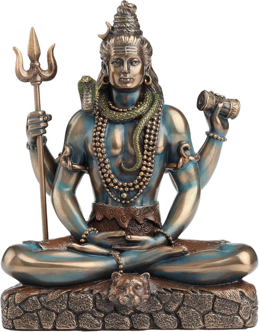 Veronese Design Hindu God Shiva Lord of Divine Energy Holding Trident and Damaru Statue