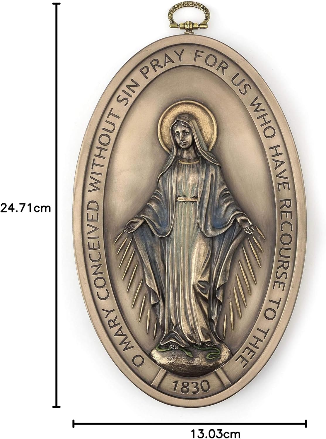 Veronese Design 8.5 Inch Medal of Our Lady of Graces Miraculous Medal Devotional Medal Bronze Finish Wall Sculpture