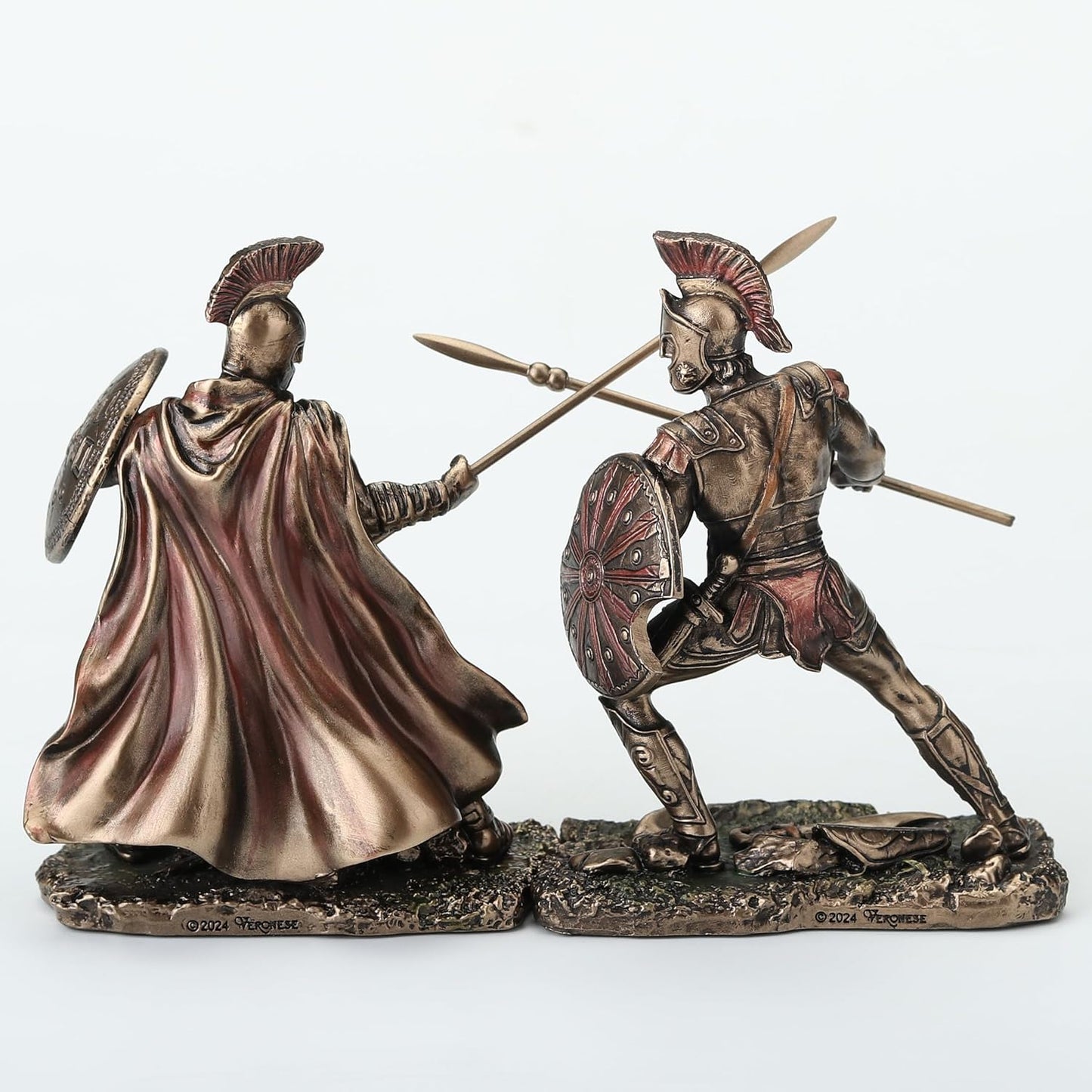 Veronese Design 3 3/4 Inch Hector Fighting Achilleus Greek Heroes of The Trojan War Cold Cast Resin Bronze Finish Figurine Set