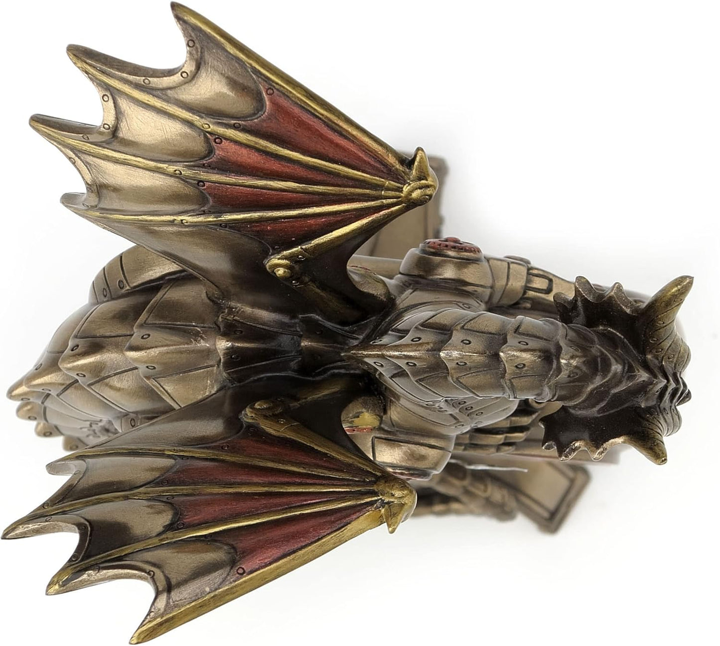 Resin Table Clocks Steampunk Dragon Bronze Finish Table Clock With Moving Clockworks 4.75 X 9 X 3 Inches Bronze