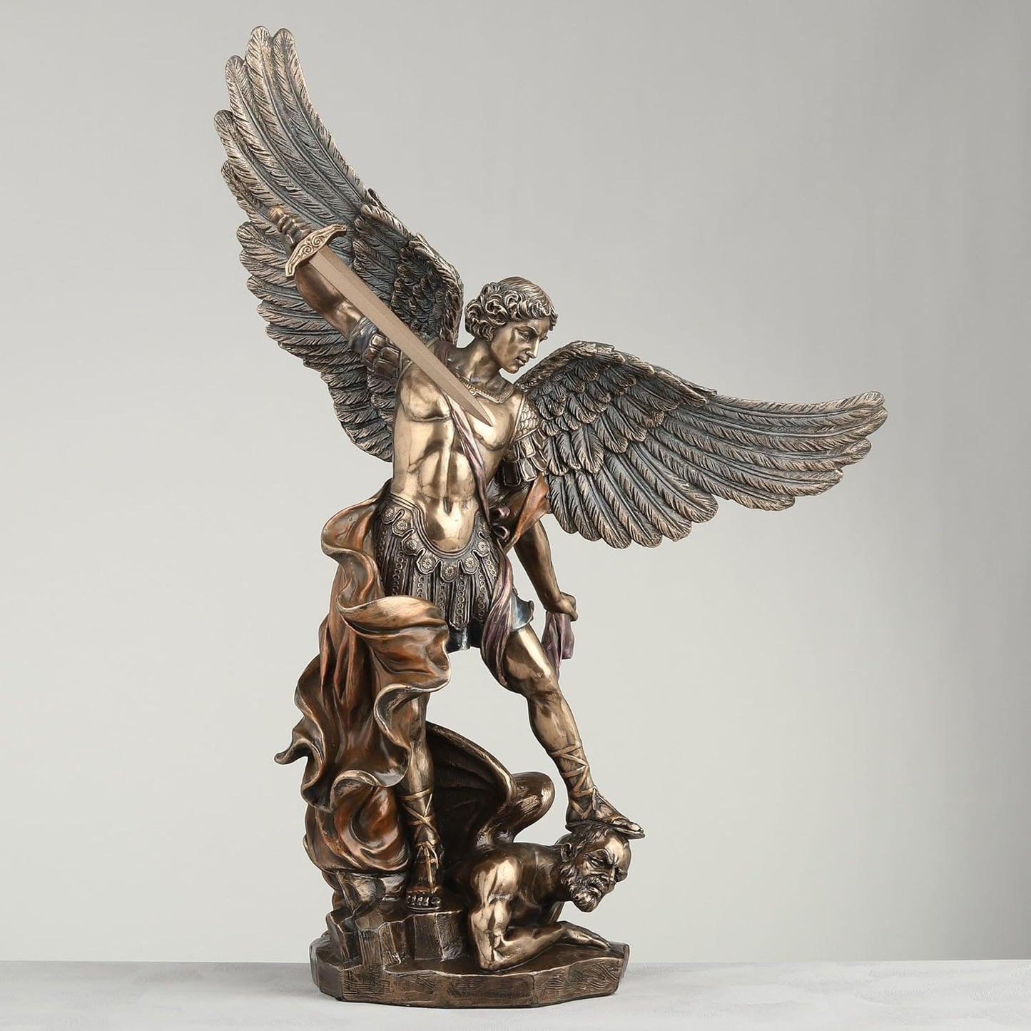 Unicorn Studios WU71543A4 Archangel St. Michael Tramples Demon Religious Sculpture