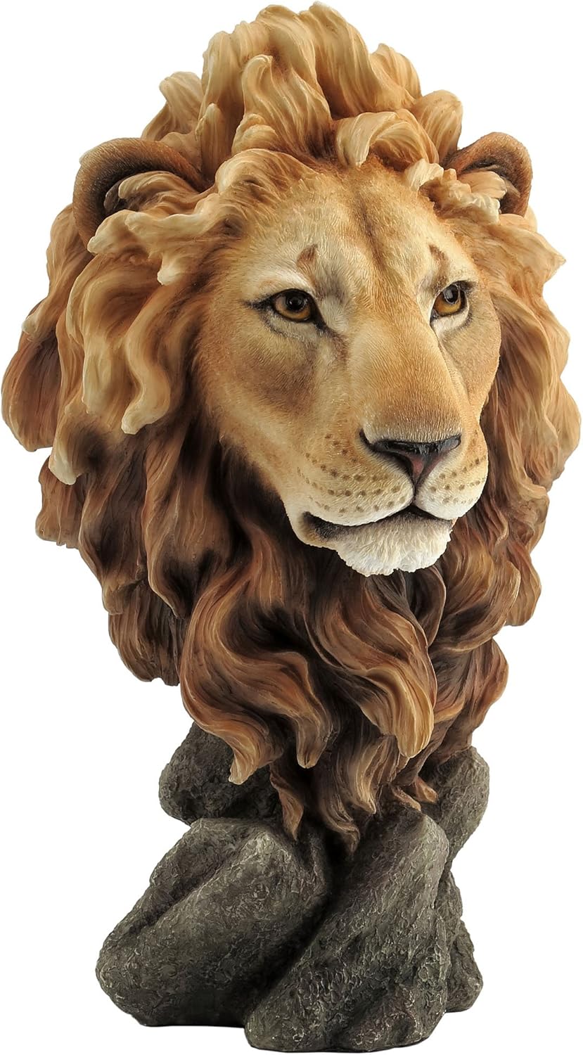 Veronese Design Yellow Polished Resin LION Hand Crafted from Cold Cast Resin