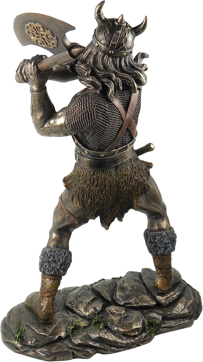 Viking Warrior Swinging and Axe Bronze Finish Statue