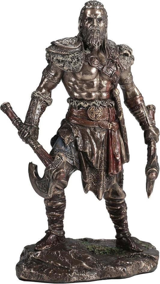 Veronese Design 6 1/4 Inch Viking Twin Axes Warrior Male Resin Sculpture Cold Cast Bronze Finish