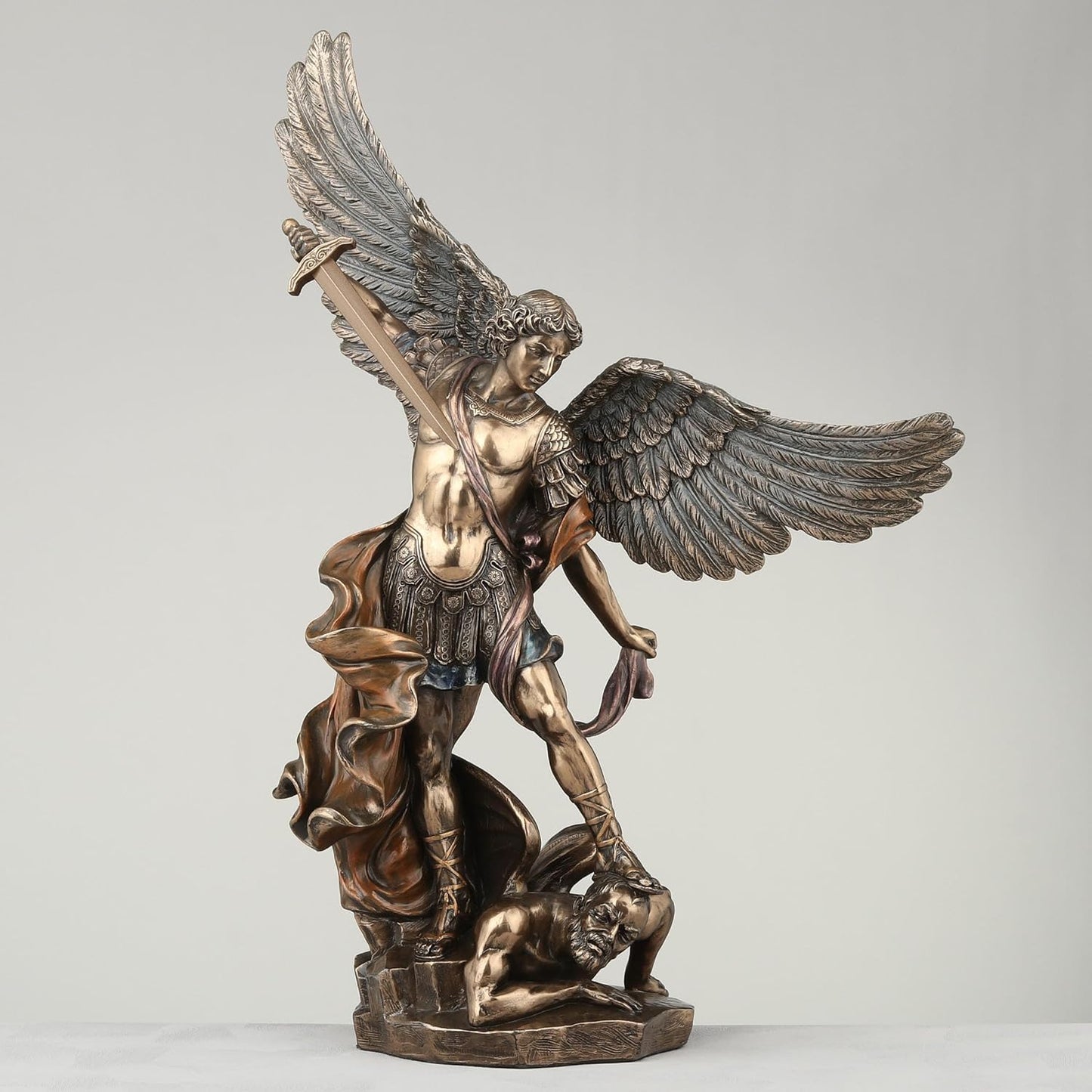 Unicorn Studios WU71543A4 Archangel St. Michael Tramples Demon Religious Sculpture