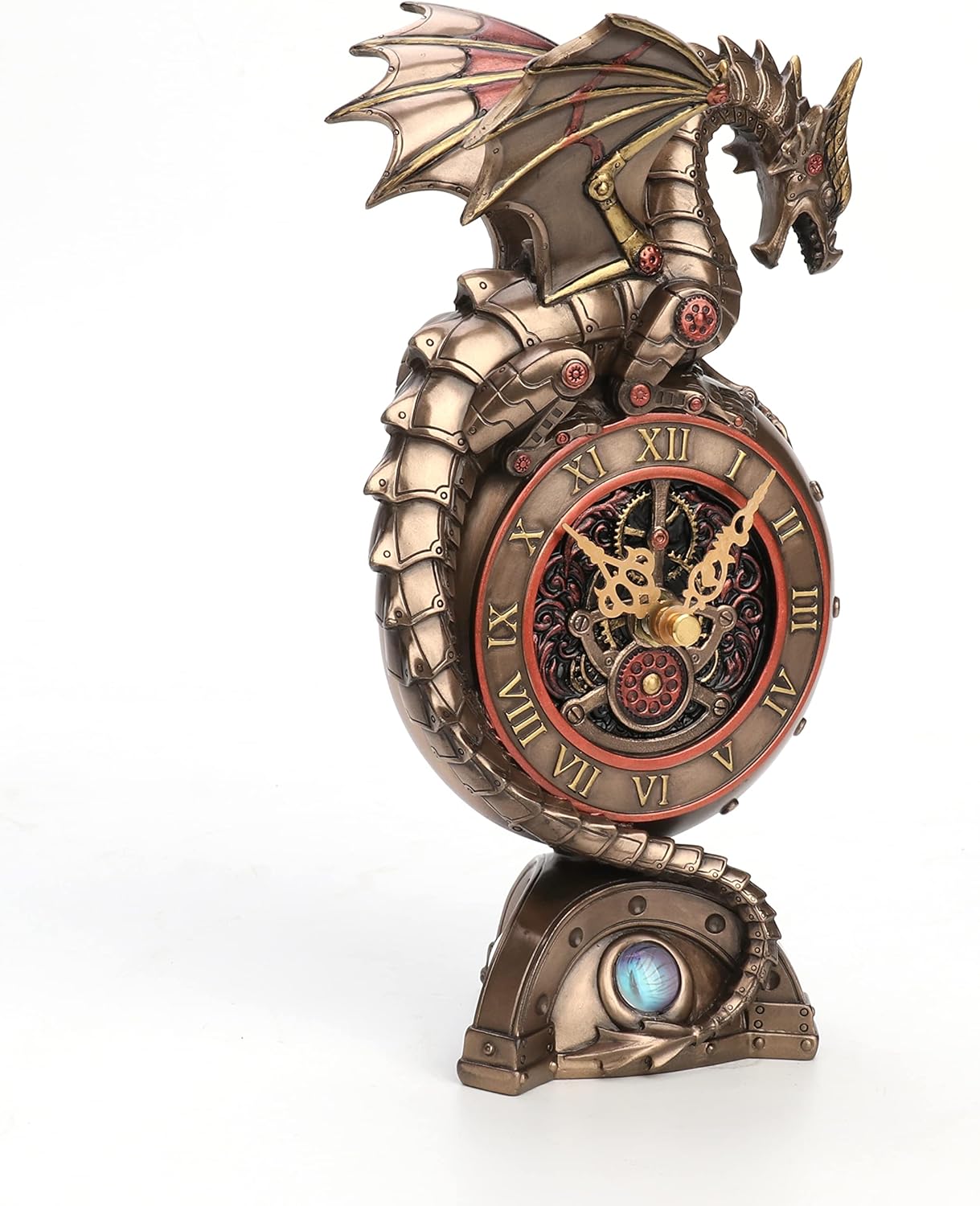 Veronese Design 9 Inch Steampunk Mechanical Dragon Clock Resin Sculpture Bronze Finish
