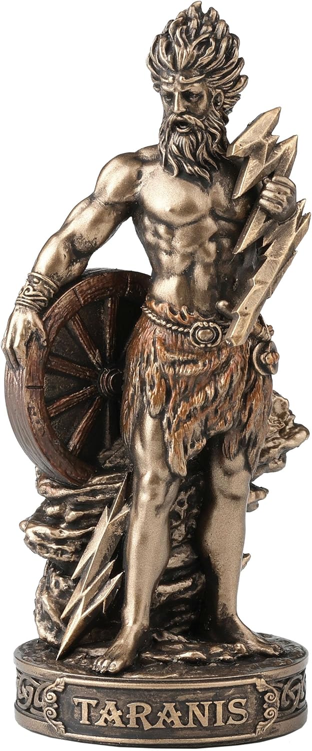 Veronese Design 3 5/8 Inch Taranis The Celtic God of Thunder and Lighting Polyresin Hand Painted Bronze Finish Home Decor Miniature Collectible Figurine