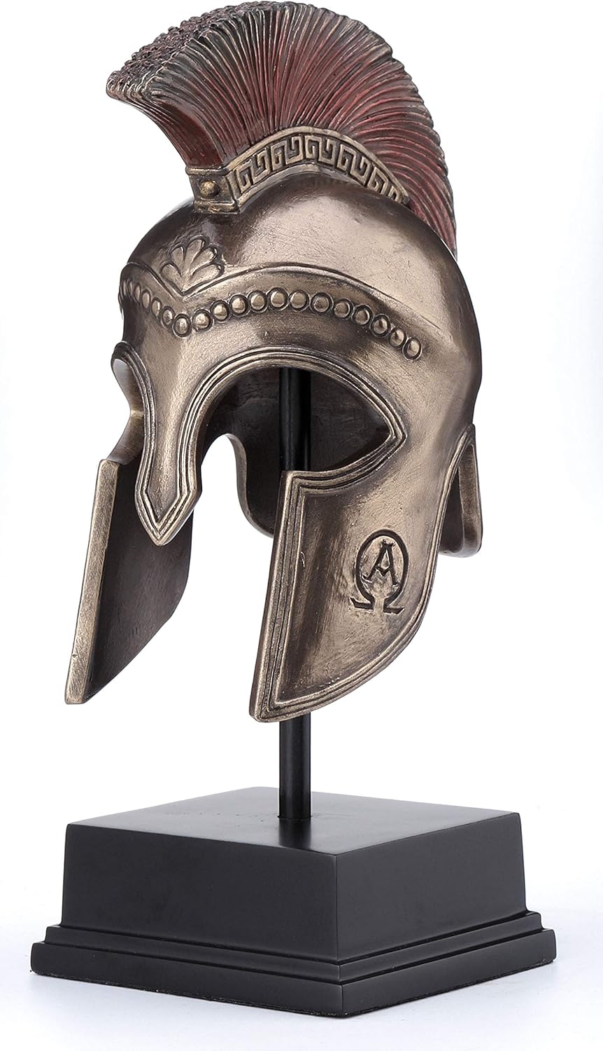 Veronese Design 8 1/4 Inch Spartan Hoplite Helmet Display Cold Cast Resin Bronze Finish Sculpture Tabletop Decoration
