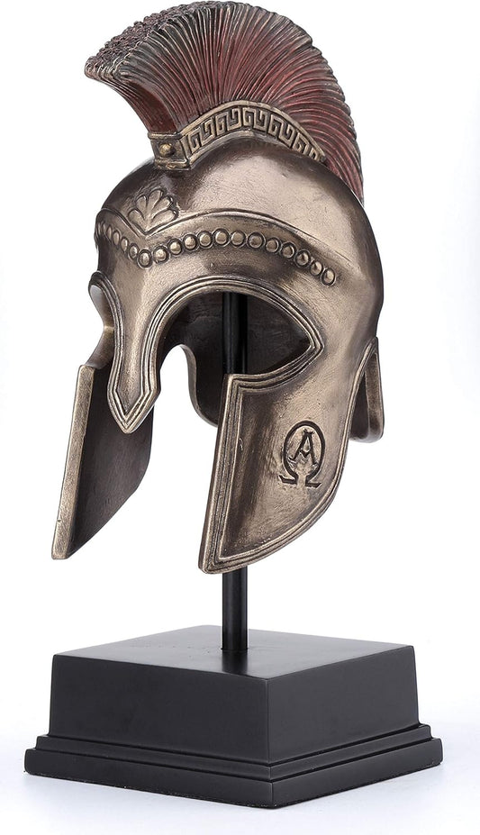 Veronese Design 8 1/4 Inch Spartan Hoplite Helmet Display Cold Cast Resin Bronze Finish Sculpture Tabletop Decoration