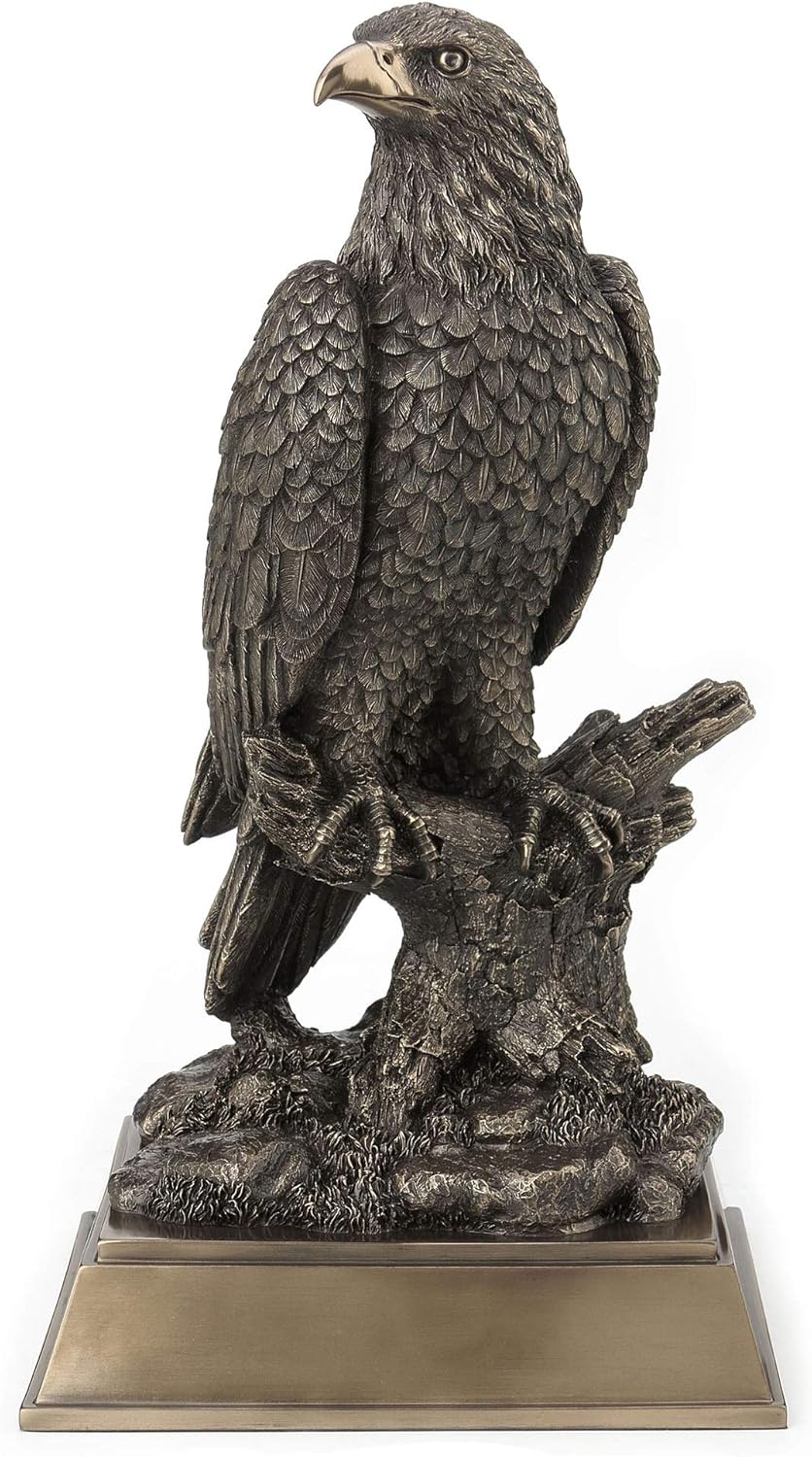 Veronese Design 17 Inch Bald Eagle Perching On Tree Branch Antique Bronze Finish Platformed Large Animal Statue