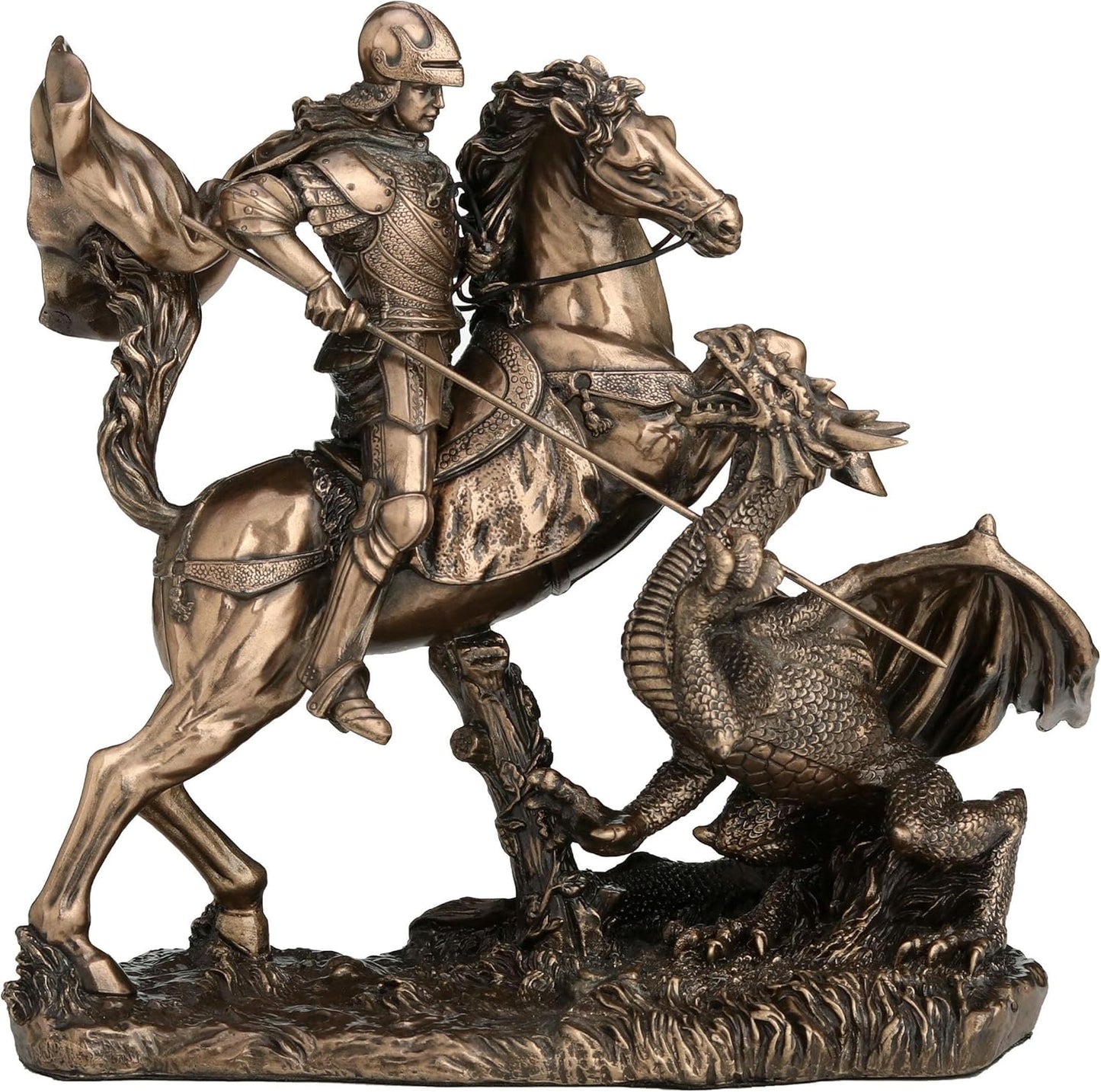 Veronese Design 6 1/4 Inch Saint George The Dragon Slayer Cold Cast Resin Bronze Finish Sculpture