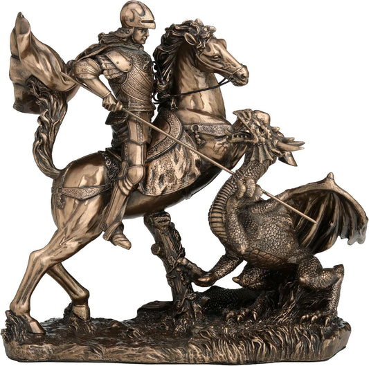 Veronese Design 6 1/4 Inch Saint George The Dragon Slayer Cold Cast Resin Bronze Finish Sculpture