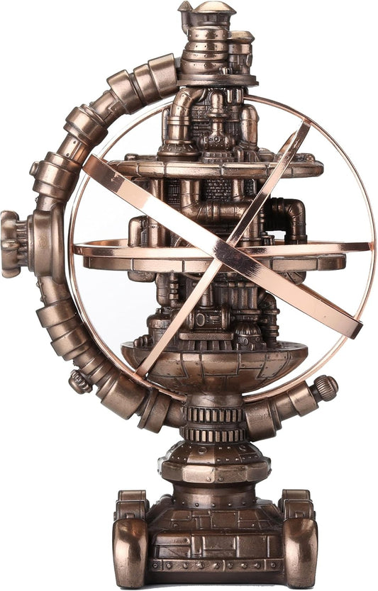 Veronese Design 7 1/8 Inch Tall Steampunk Mechanicus Gyroscope Resin Sculpture Bronze Finish