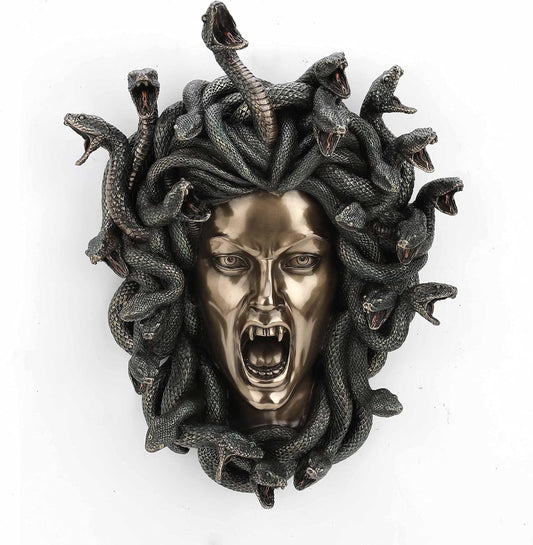 Veronese Design 13 5/8 Inch Head of Medusa Gothic Greek Fantasy Wall Plaque Cold Cast Resin Antique Bronze Finish Statue