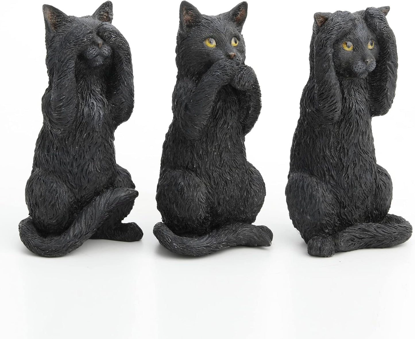 Veronese Design 4 Inch Black Kittens Hear Speak See No Evil Resin Figurine Miniature