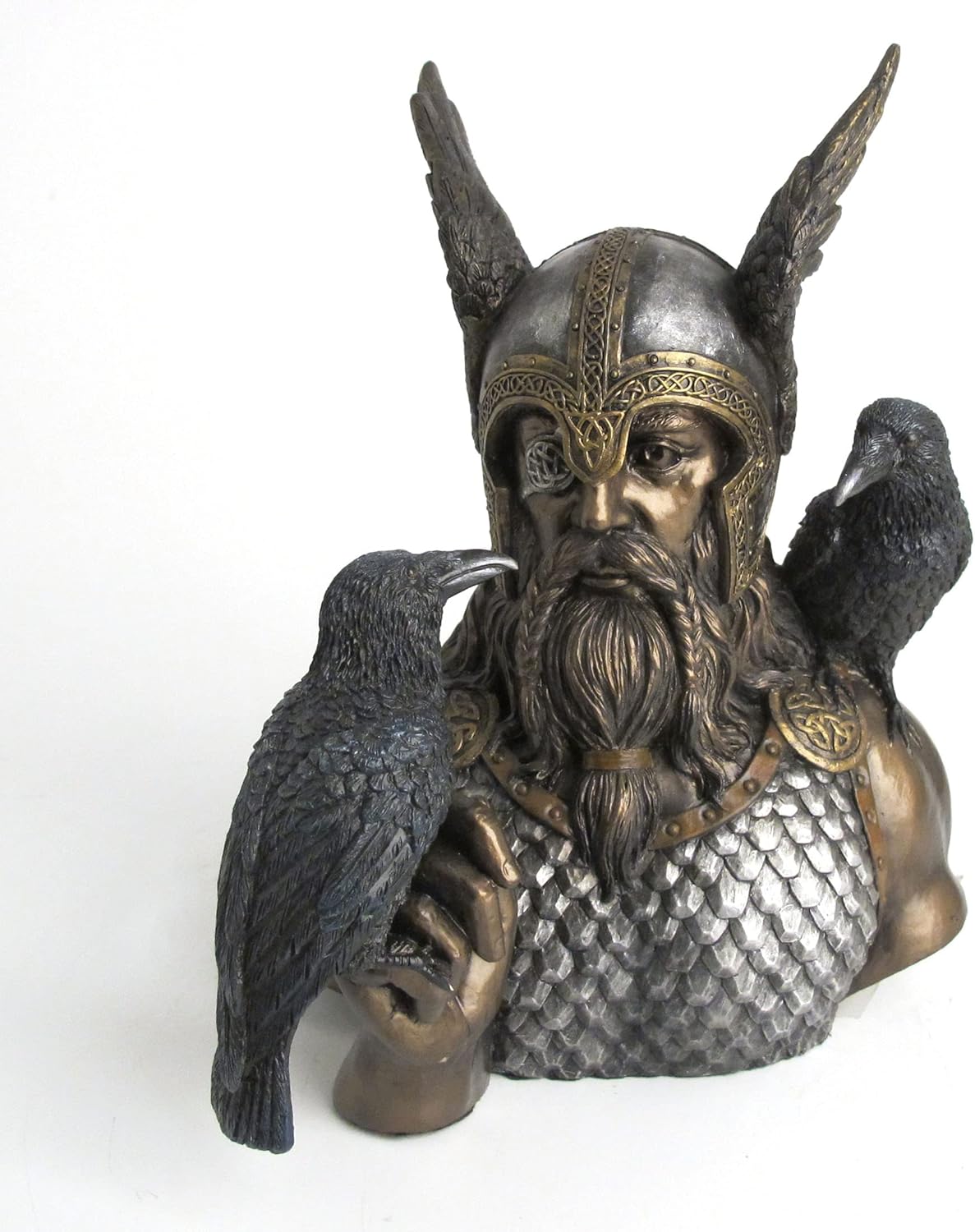 Veronese Design Norse God Odin and His Raven Hand Painted Resin Sculpture Statue