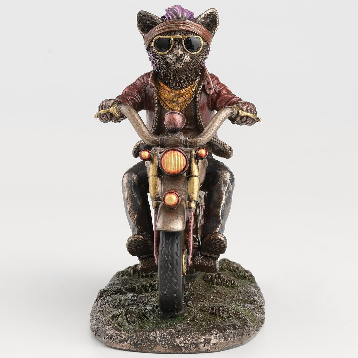 Veronese Design 5 5/8 Inch Cataclysm Moto Street Cat Cold Cast Resin Bronze Finish Steampunk Animal Statue