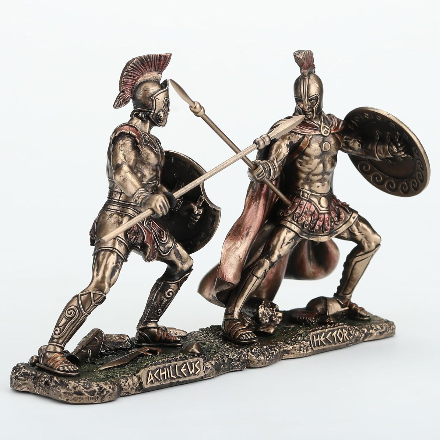 Veronese Design 3 3/4 Inch Hector Fighting Achilleus Greek Heroes of The Trojan War Cold Cast Resin Bronze Finish Figurine Set