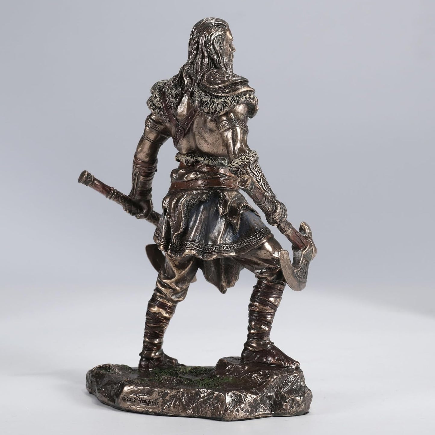 Veronese Design 6 1/4 Inch Viking Twin Axes Warrior Male Resin Sculpture Cold Cast Bronze Finish