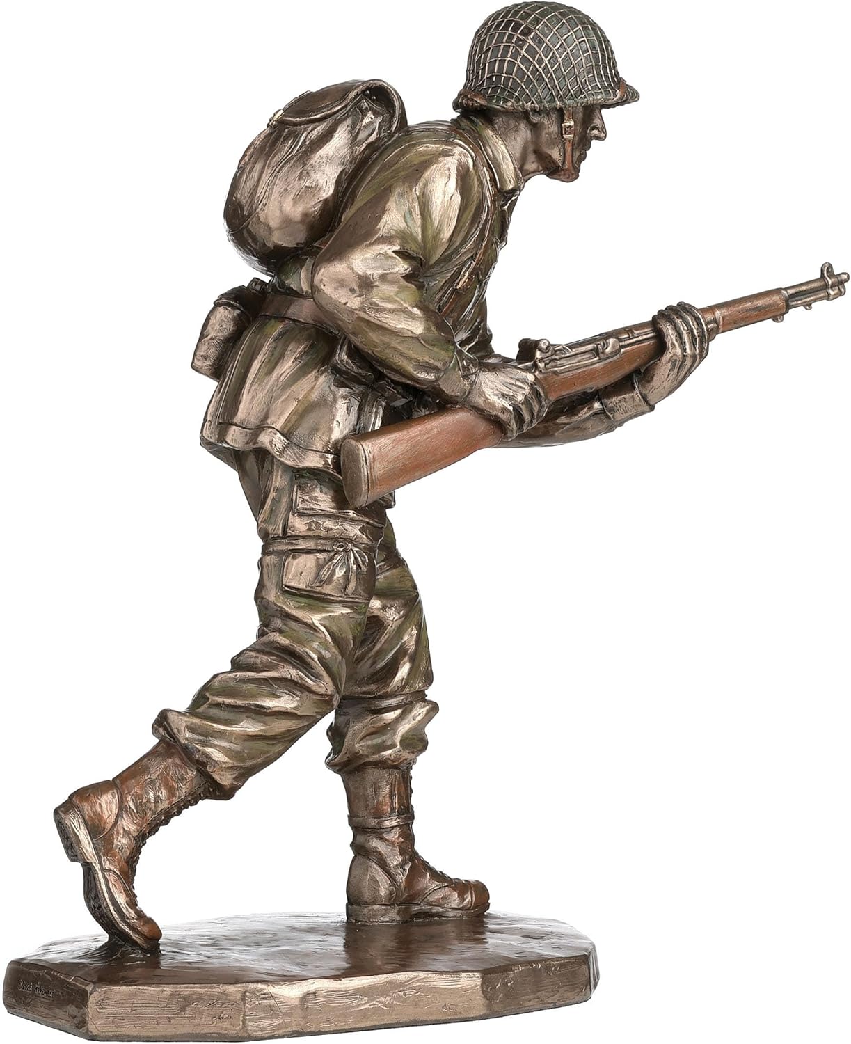Veroese Design 9 3/8 Inch US Army Soldier Rifle Infantryman Cold Cast Resin Bronze Finish Sculpture Military Gift Decor Statue