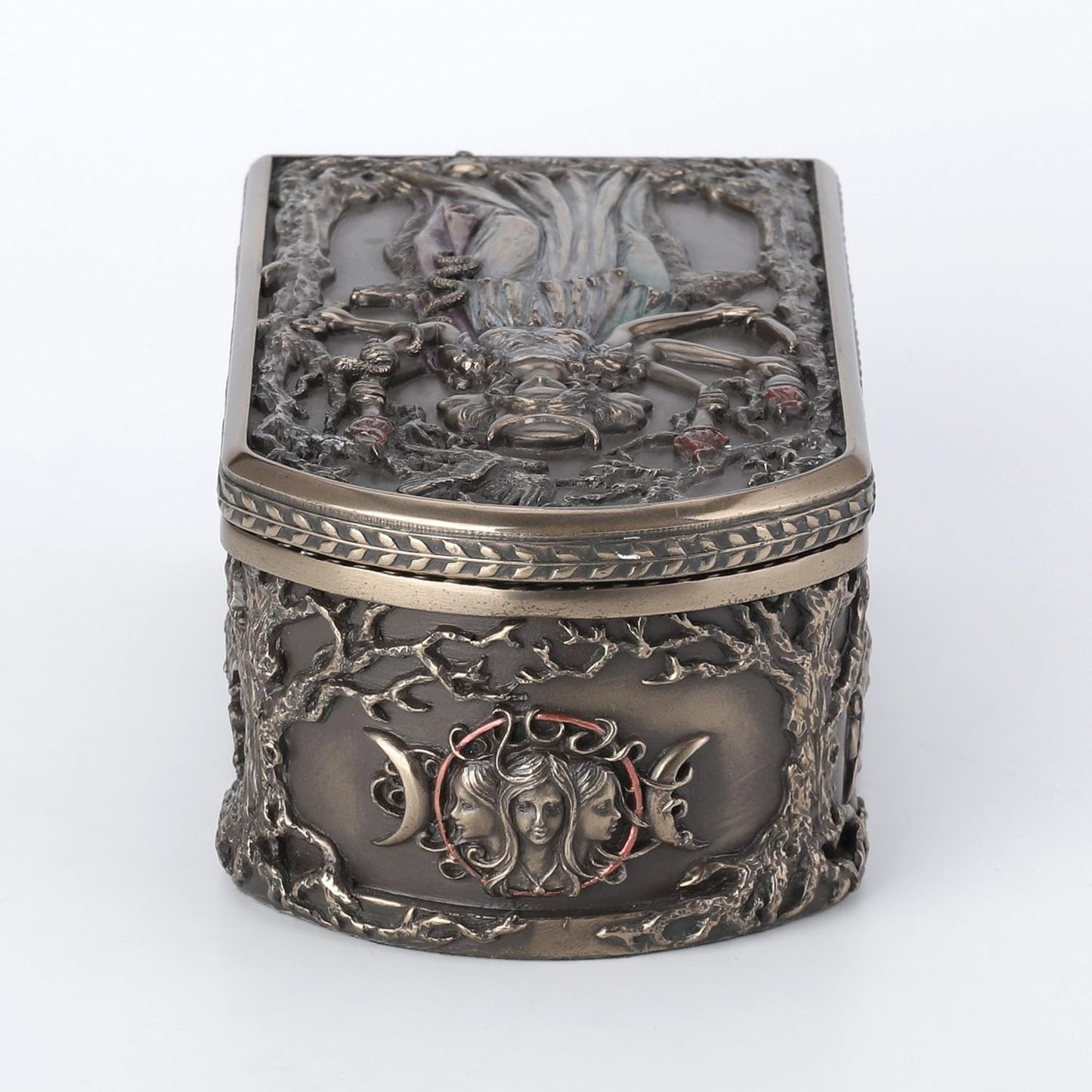 Veronese Design 6 1/8 Inch Hecate Triple Goddess Decorative Trinket Box Cold Cast Resin Bronze Finish