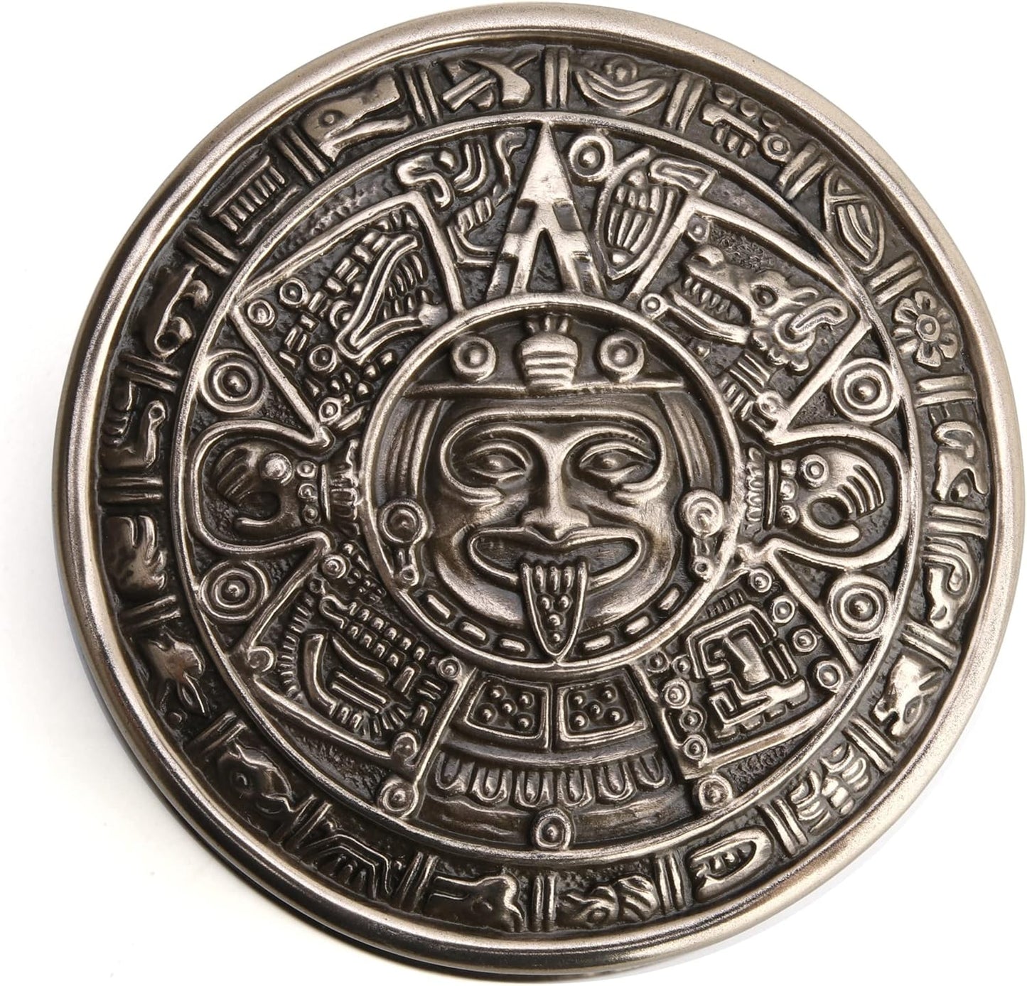 Veronese Design 2 3/8" Tall Aztec Sun Stone Round Trinket Box Antique Bronze Finish Resin Sculpture