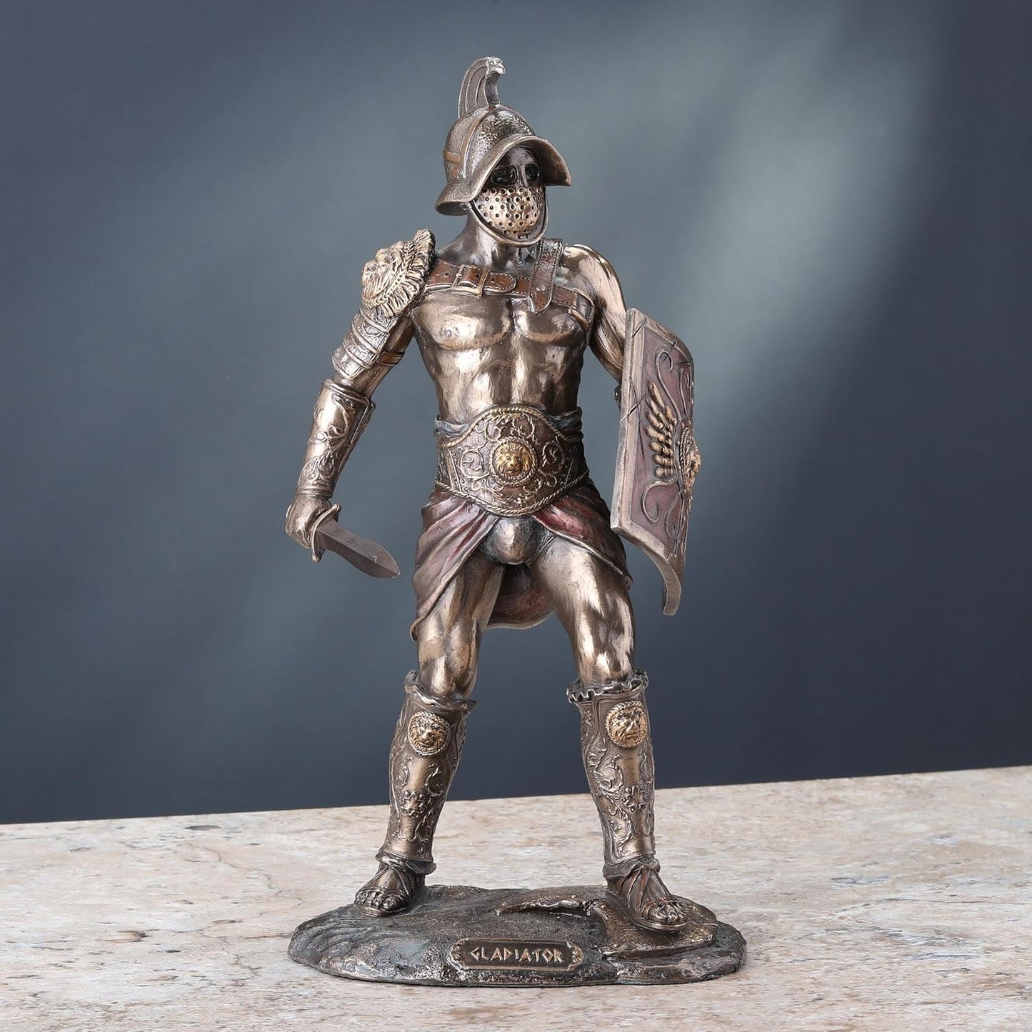 Veronese Spartacus Roman Gladiator Wielding Sword and Shield Statue