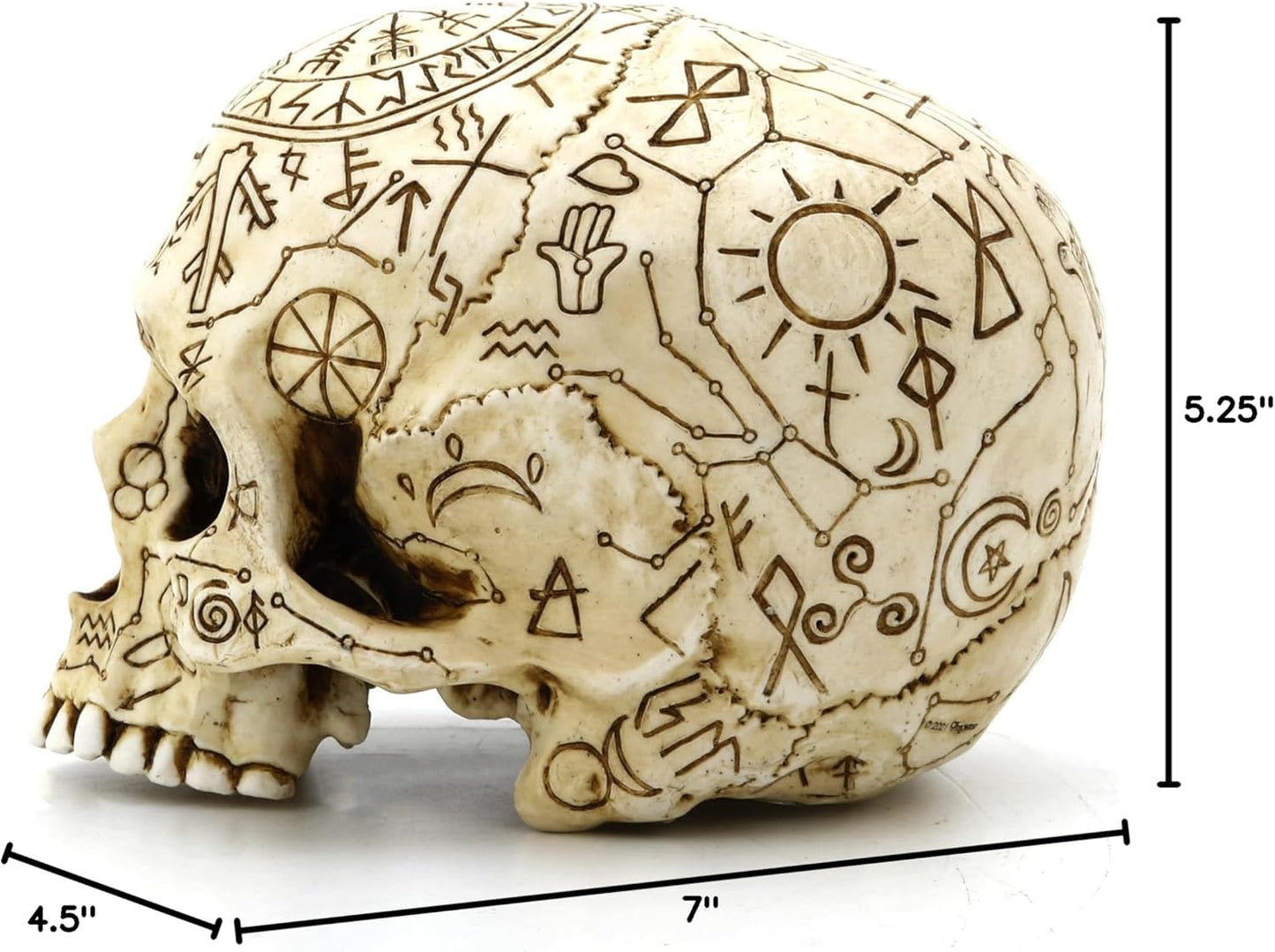 Veronese Design 5 1/4" Mystic Sigils Ritual Skull Resin Sculpture Hand Painted Realistic Finish