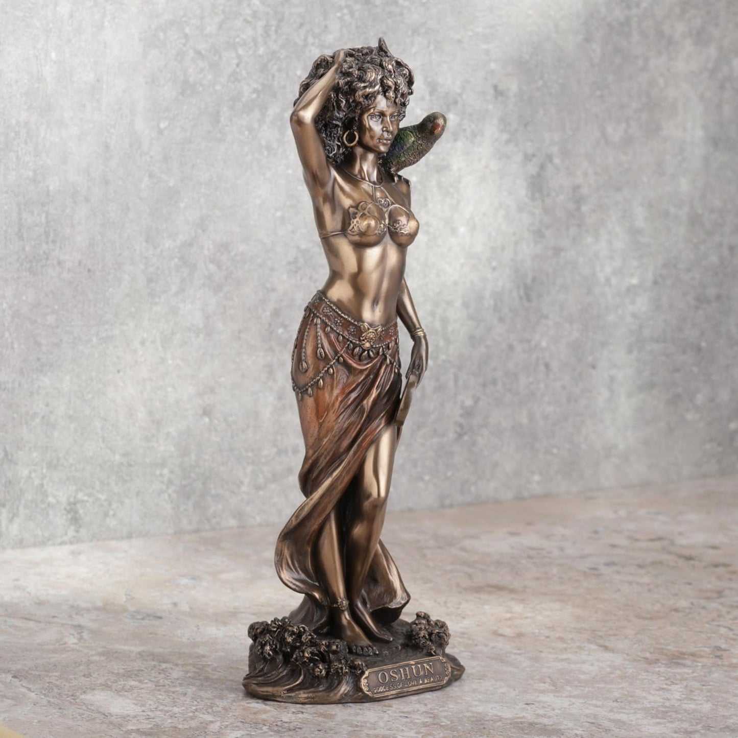 VERONESE DESIGN 9.5 Inch Tall Oshun The Orisha of Love, Marriage, and Fertility Cold Cast Resin Antique Bronze Finish
