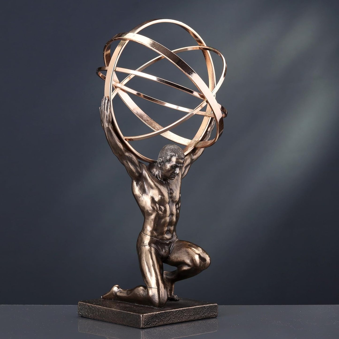 Bronze and Gold Finish Atlas Carrying Celestial Sphere Statue