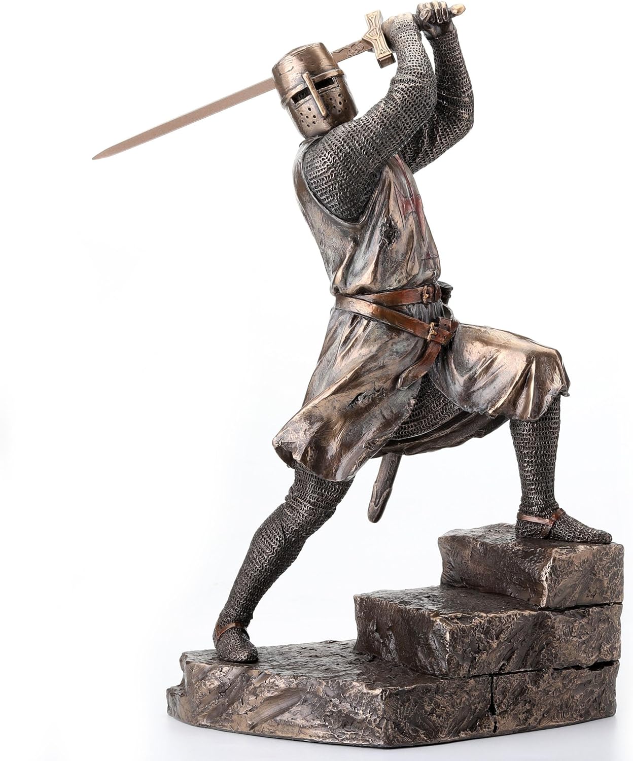 Veronese Design 12 Inch Crusader Templar Knight Wielding Great Sword Cold Cast Resin Bronze Finish Statue Warrior Figurine