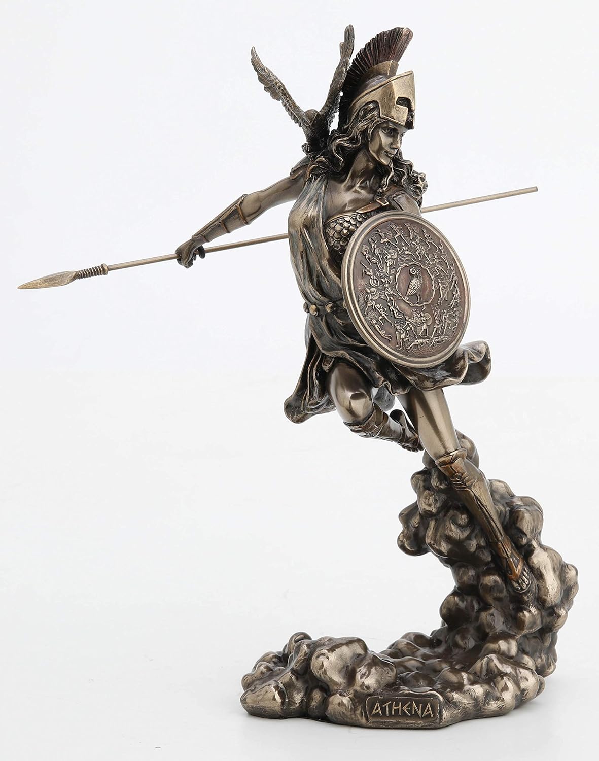 Veronese Design 9 1/4 Inch Greek Goddess Athena Holding Spear and Shield Cold Cast Resin Bronze Finish Statue Home Decor