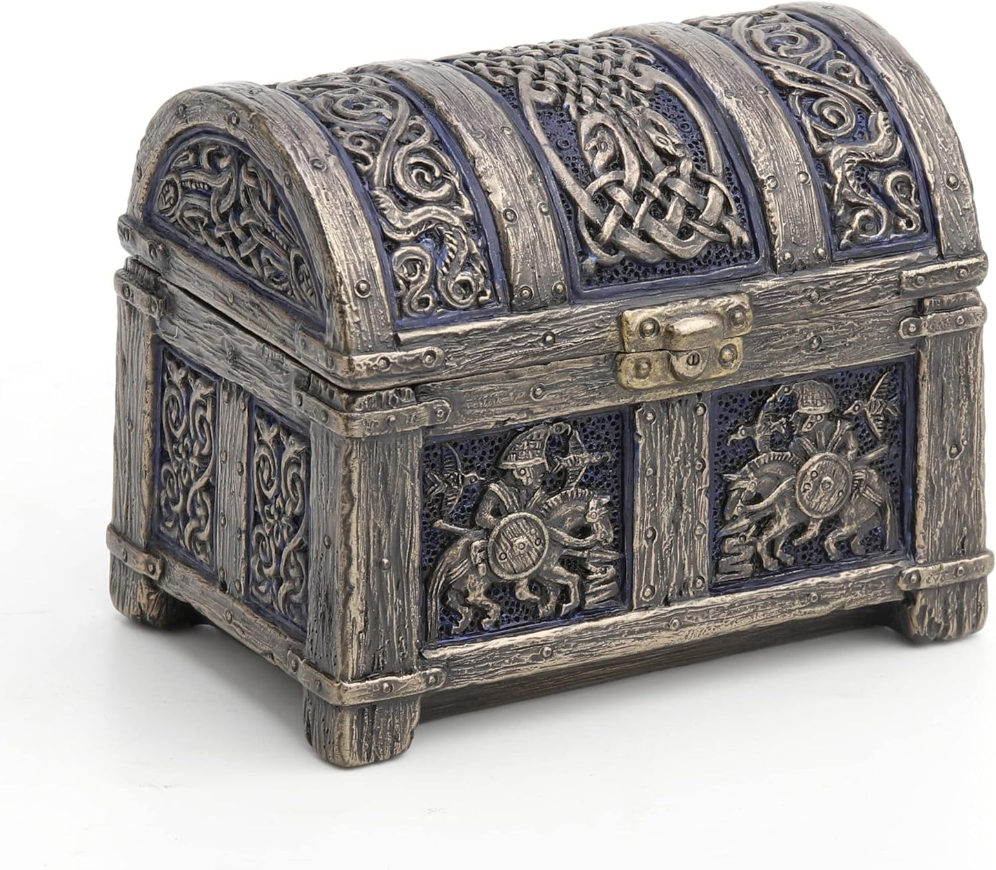 Veronese Design 3" Norse Vendel Rider Treasure Chest Resin Sculpture Bronze Finish