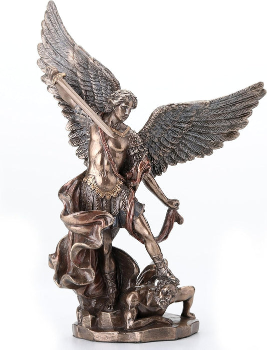 Unicorn Studios St. Michael Standing Over Demon With Sword Religious Sculpture 7 7/8" High