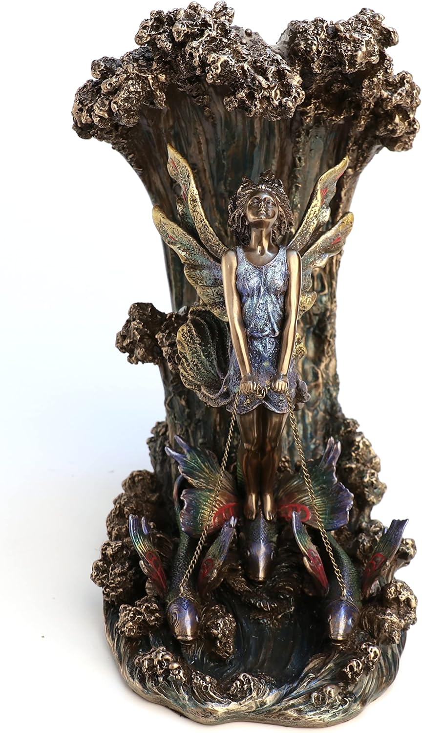 Veronese Design 10 3/8" Tall Surfer's Dream Josephine Wall Fairy Figurine Cold Cast Resin Statue Antique Bronze Finish Sculpture Mystic Gifts