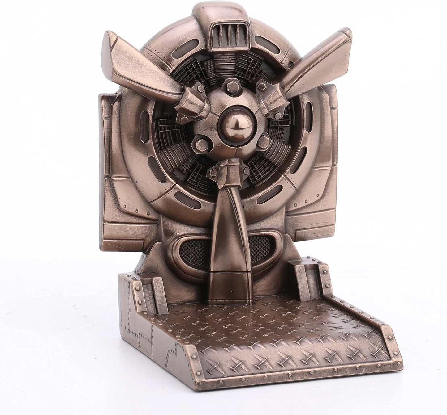 Veronese Design 5 1/2 Inch Steampunk Rotary Engine Propeller Resin Sculpture Bronze Finish Bookend